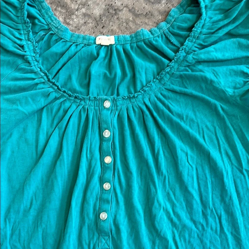 J. Crew Women’s Teal Blue Short Sleeve Shirt, Flutter Sleeve, Buttons, Size S - Picture 5 of 17